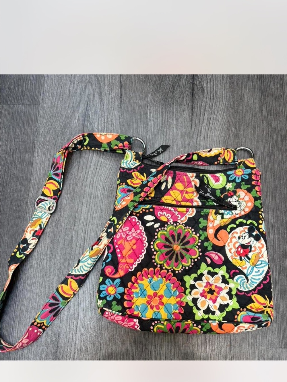 Vera Bradley quilted disney Mickey Mouse floral Multicolor Crossbody Bag